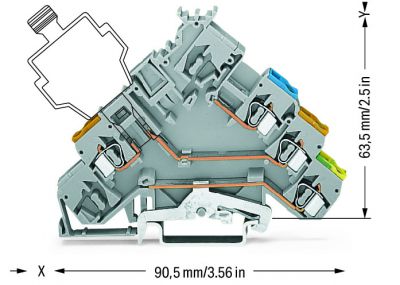 3-conductor actuator supply terminal blowith ground contact, gray