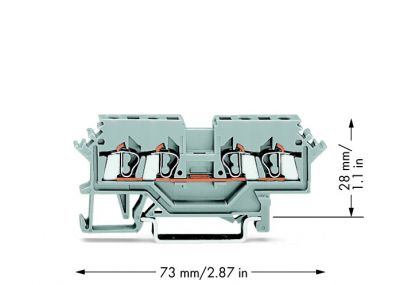 4-conductor through terminal block2.5 mm², gray