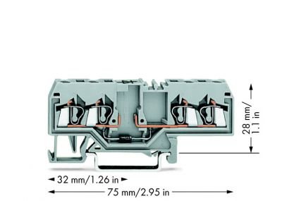 Component terminal block4-conductor, gray