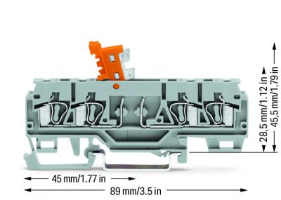 4-conductor disconnect/test tbwith pivoting knife disconnect with test port, gray