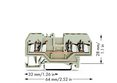 3-conductor through terminal block2.5 mm², light gray