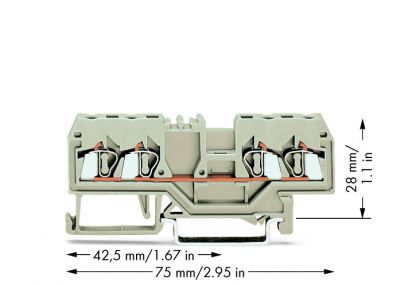 4-conductor through terminal block2.5 mm², light gray