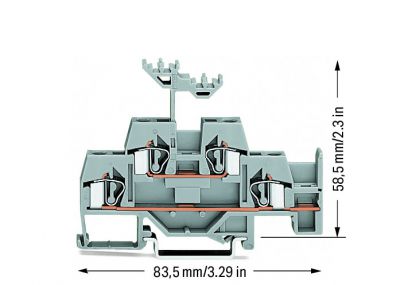 Double-deck terminal blockThrough/through terminal block, gray