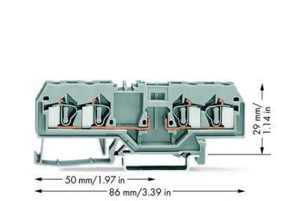 4-conductor carrier terminal blockgray