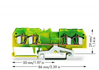 4-conductor ground terminal block4 mm², green-yellow