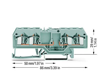 Component terminal block4-conductor, gray