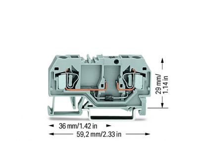 Component terminal block2-conductor, gray