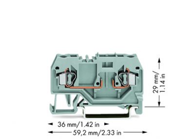 2-conductor carrier terminal blockgray