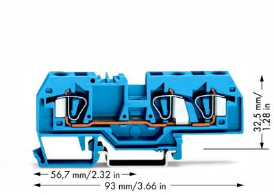 3-conductor through terminal block6 mm², blue