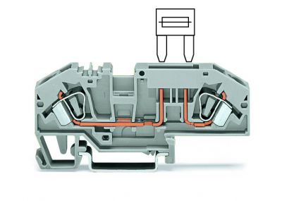 2-conductor fuse terminal blockfor automotive blade-style fuses, gray