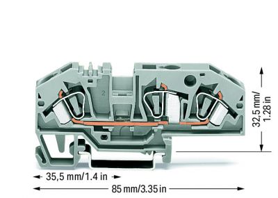 3-conductor through terminal block6 mm², gray