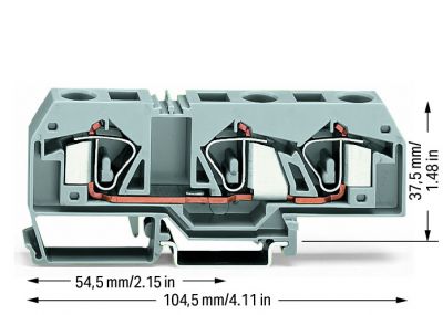 3-conductor through terminal block16 mm², gray