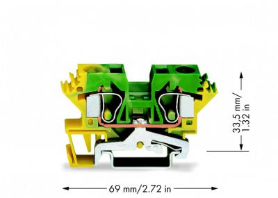 2-conductor ground terminal block10 mm², green-yellow