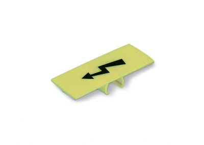 Protective warning markerwith high-voltage symbol, black, yellow