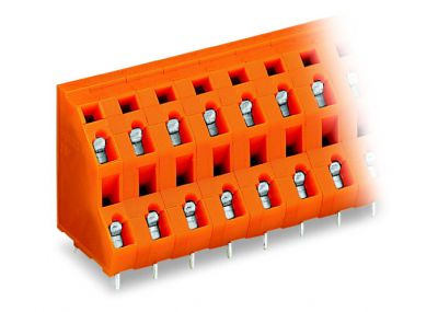 Double-deck PCB terminal block2.5 mm² Pin spacing 7.62 mm 2 x 8-pole, orange