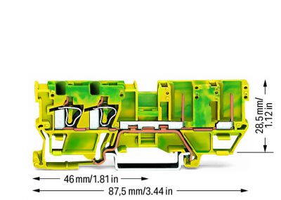 2-conductor/2-pin ground carrier tbgreen-yellow