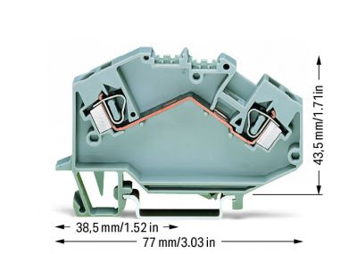 2-conductor through terminal block4 mm², gray