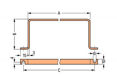 U-shaped busbarCu 10 mm x 3 mm for 5 I/O