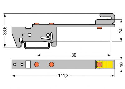 Busbar carrierfor busbars Cu 10 mm x 3 mm single side, straight, gray